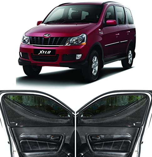 Image of Able Dotnet Car Magnetic Sun Shade Curtains with Zipper for Mahindra Xylo Set of 6 Pcs
