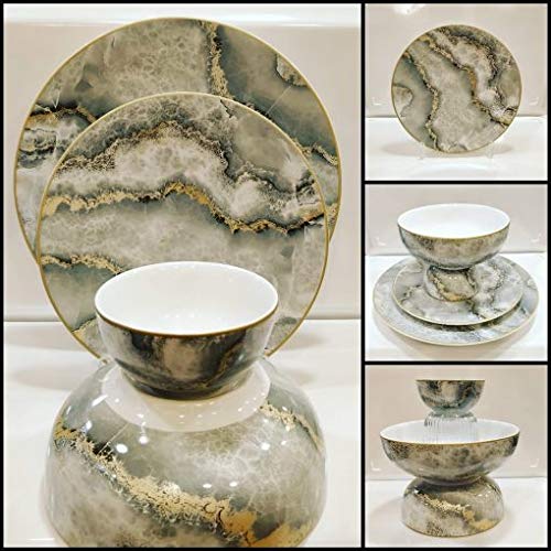 Dazzle Living Stone Ware Dinner Set (Grey) - 21 Pcs