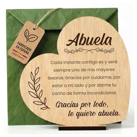 CONTRAXT Tarjeta en madera. Regalos especiales y originales para abuelas, Detalles felicitacion postales en español, feliz dia de la abuela wonderful