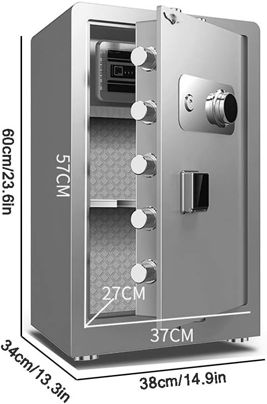 Security Safes 60CM High Safe Key-lock Safe Cabinet Safes Home Office Password Strongbox Freestanding or Wall Mounted for Money Jewelry (Color : Coffee)