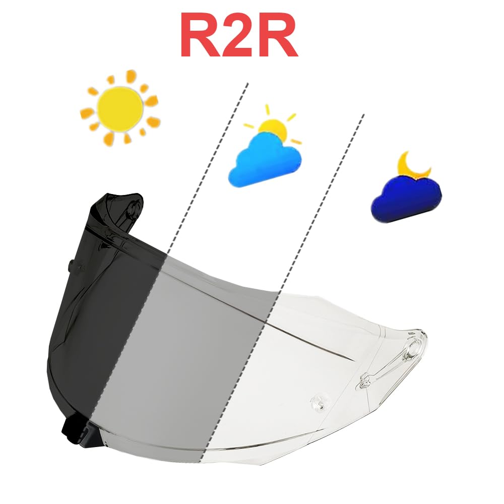 ANSUNDA Photochromic Helmet Visor Shield for R2R,UV Protection Motorcycle Helmet Visor Compatible with KYT R2R (Photochromic Clear)