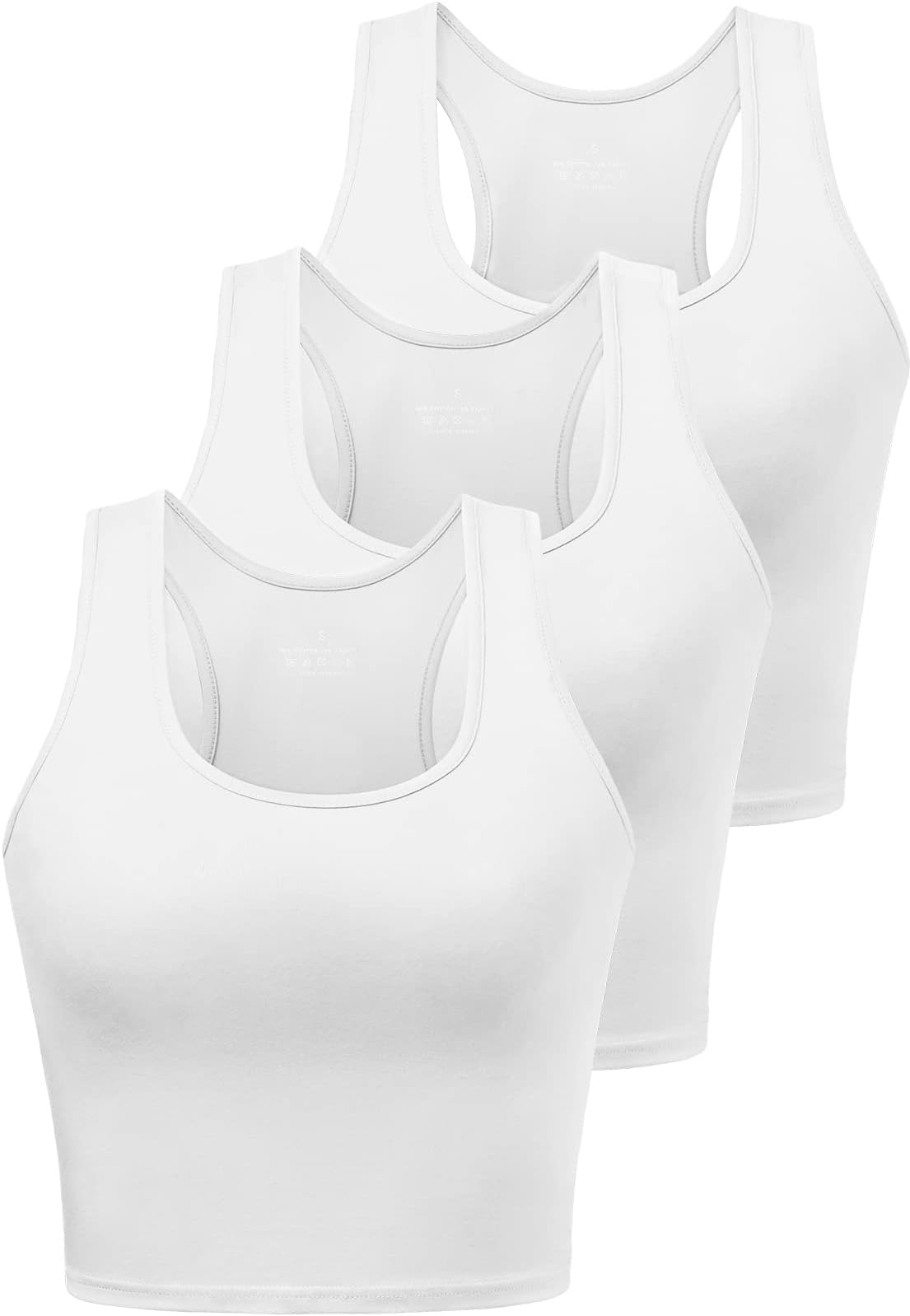 PorvikeSports Crop Tank Tops for Women Cropped Workout Tops Racerback Running Yoga Tanks Cotton Sleeveless Gym Shirts 3 Pack