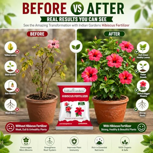 Image of Indian Gardens - Hibiscus Organic Fertilizer (5 Kg) | Flowering Plant Fertilizer |Organic Plant Food For Flowering | Healthy Stems And Strong