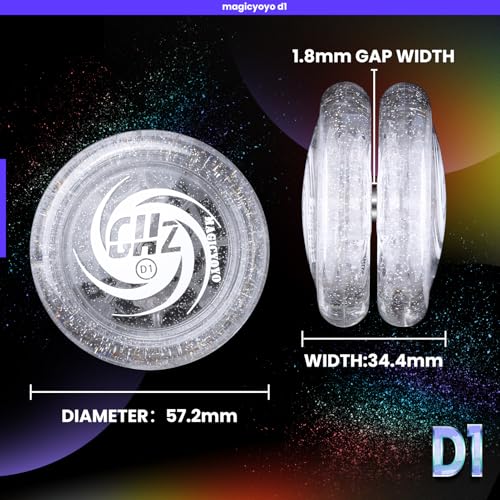 MAGICYOYO JoJo D1 GHZ, Reaktionsfähiges JoJo für Kinder, Verbessertes 2A Looping Yoyo, Kristallklare Erscheinung mit Laserpulver-Technologie, Enthält 5 JoJo Schnüre für Anfänger