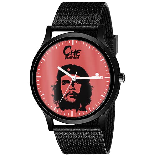 AROA Watch New Watch for Che Guevara Hand Drawing Model : 347 Men Black Metal Type Rubber Analog Watch Red Dial for Men Stylish Watch for Boys (B0C2VZKX2X) Amazon Price History, Amazon Price Tracker