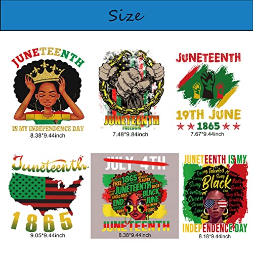 Juneteenth Iron On Transfer Black Women Iron On Decals T-Shirt Iron On Patches Heat Transfer Stickers Crown Letter Design Thermal Transfer Applique Costume Diy Decorations Supplies For Women 6Pcs #TOP5