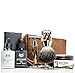 Maison Lambert Ultimate Shaving Kit Set with Organic Shaving Soap, Aftershave oil, Wood Shaving Bowl, 100% Pure Black Badger Shaving Brush and Double Edge Safety Razor and stand. Best fathers day gift