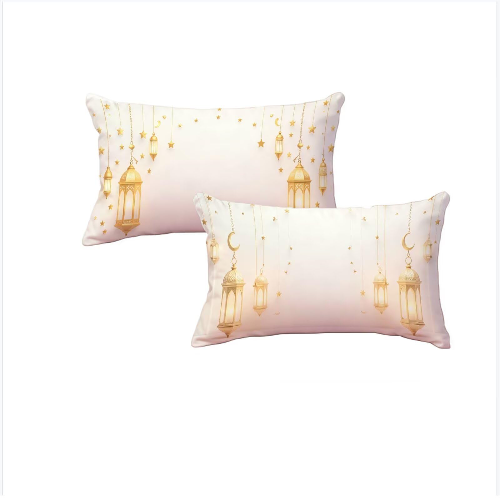 Housse coussin 60x90cm Noël imperméable taie oreiller velours doré salon lot de 2