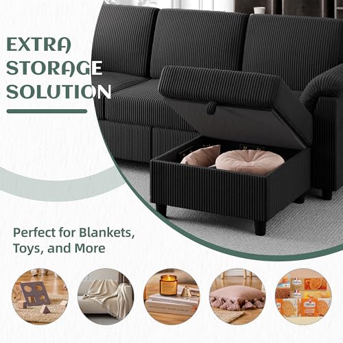 Convertible Sectional Couches, 3 Seat L Shaped Couch Sofa with…