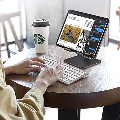 Omoton Upgraded Adjustable Tablet Stand Holder With Heavier Base, Heavy Duty Aluminum Foldable Desktop Tablet Dock Compatible With Ipad 9Th Gen, Ipad Mini 6 /Air/Pro (Black) #TOP7