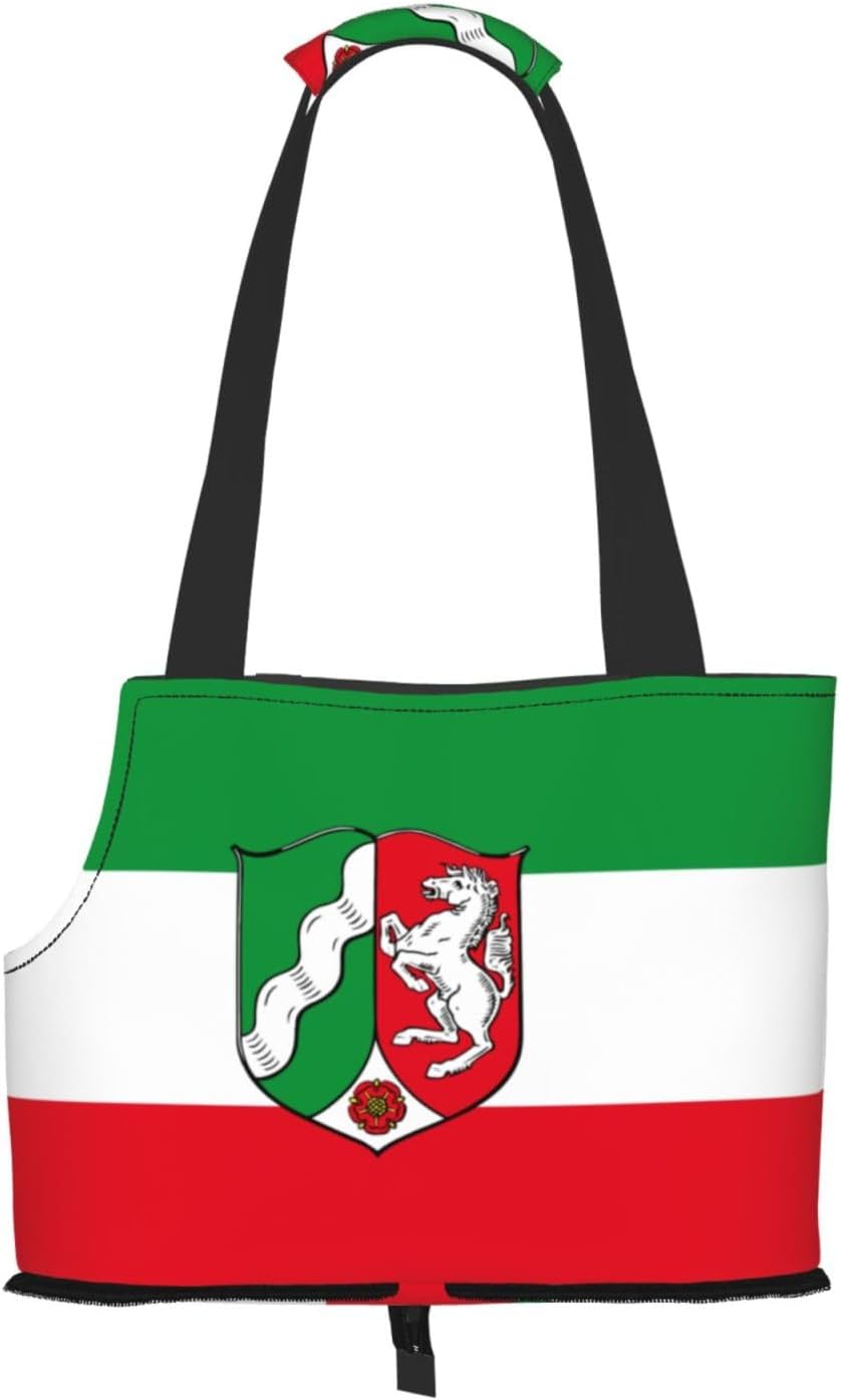 Flag of North Rhine Westphalia Dog Purse Carrier,Pet Tote Bag, Bag for Small Dogs Cats Puppy