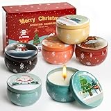 Set di 6 Candele Profumate Natalizie per Donne,Cera di Soia Naturale Aromaterapia 2,5 Oz Candele Natalizie,Regalo di Candele Natale per Madre, Sorella, Nonna, Amici