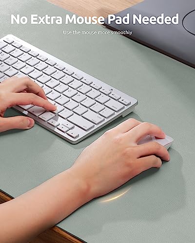 YSAGi Leather Desk Protector, Office Mat, Large Mouse Mat, Non-Slip PU Leather Blotter, Laptop Pad, Waterproof Writing Pad for Office and Home (Grayish Green, 23.6" x 13.8") - Image 4