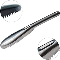 Vista 3 de Desincrustador de pescado, desincrustador de peces de acero inoxidable 304, herramienta descalcificadora de peces de dientes de sierra para cocina