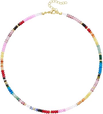 KELORIS PATH Beaded Necklace for Women, Colorful Gemstone Choker for Summer