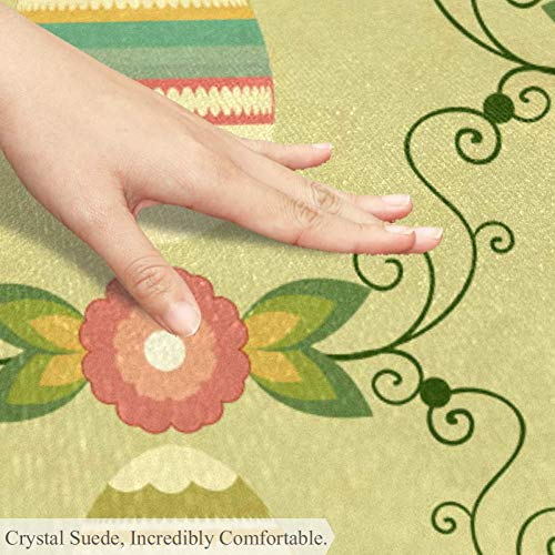Tapis rond œuf et fleur 120cm antidérapant en polyester multicolore pour salon
