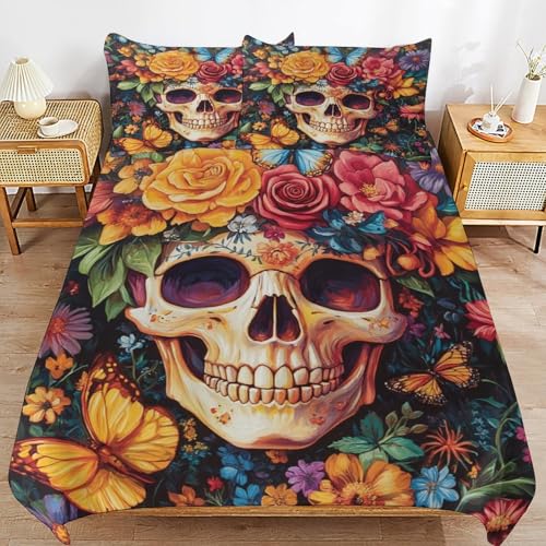Ropa de cama de calavera en microfibra suave con cremallera integrada 2