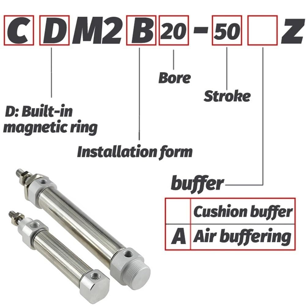 Cilindro de pistón con detector magnético, cilindro de doble efecto, acero inoxidable CDM2B25-75 CDM2B25-100 CDM2B32-150(200MM*40MM)