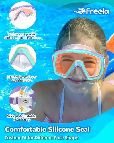 Kids Dry Top Snorkel Set Mask Snorkeling Gear Anti-Fog Scuba Diving No Leak - image 2