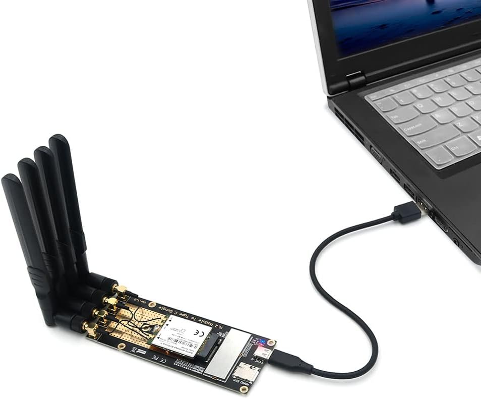 M.2(M.2) 3G/4G/5G Module to Type C/USB 3.0 Adapter with Nano SIM Card Slot for RM500Q/RM500U /GM800/ SIM8200 Module with 4X 2.4G/5G Antenna