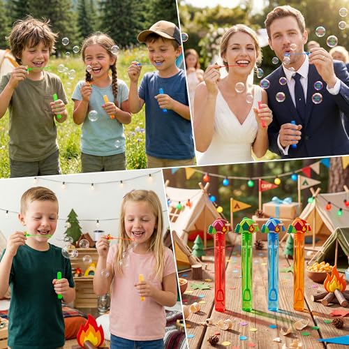 EYxsaxenk Tent Bubbles Stick Party Favor - 24Pcs Outdoor Adventure Mini Bubble Wand Bulk Multicolor Bubbles Maker Summer Beach Camp Toy for Kid Birthday Gift Student Reward Holiday Camping Party Favor - Image 7