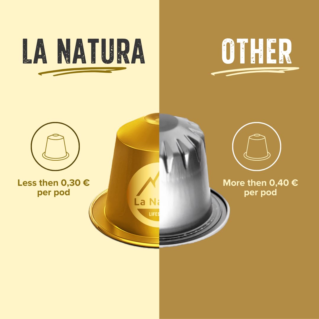 La Natura LIFESTYLE 120 cápsulas de café CREMA de aluminio, 100% reciclables, compatibles con Nespresso