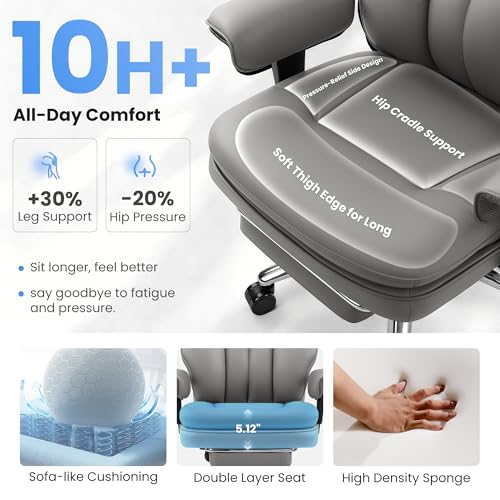 Image of Ergonomic Office Chair with Lumbar Support, Big and Tall Comfy Desk Chair