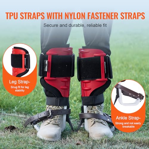Image of VEVOR Tree Climbing Spikes, 1 Pair Height-Adjustable Climbing Spurs, 350lbs Load Capacity Tree Climbing Gear with Straps, Arborist Equipment for Climbers, Hunting, Fruit Picking