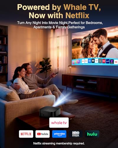 DBPOWER Portable Smart Projector Netflix Ready, Native 1080P Mini Projector with WiFi 6, Bluetooth & Auto Keystone, Built-in Streaming Apps for Bedroom, Apartment & Outdoor Movie Nights - image 2