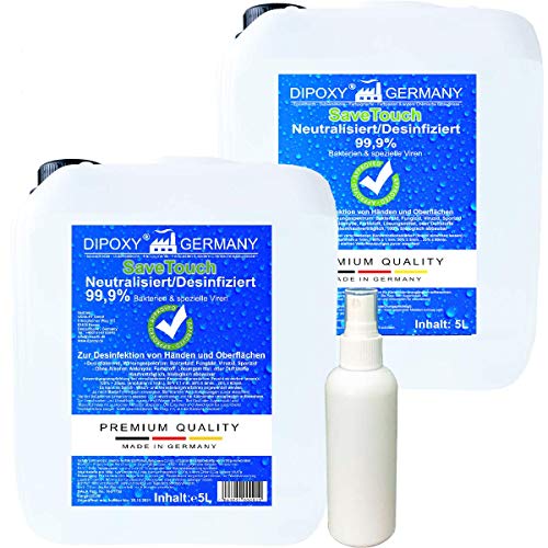 SaveTouch 10L Desinfektion plus Pumpsprühflasche zum Wiederbefüllen Desinfektionsmittel für Hände und Oberflächen