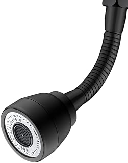 Aireador Grifo Giratorio 360°, 3 Modos Alargador Aireador Grifo Cocina, Extensor Adaptador Grifo Lavabo, Aireador extensor grifo cocina, Adaptador grifo cocina para Lavabos de Cocina y Baño (Negro)