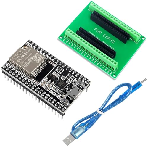 DUBEUYEW ESP32 ESP32 DevKitC Placa Central para Placa de Desarrollo ESP32 ESP32 WROOM 32U para Arduino con una Placa de Conexión y un Cable de Datos