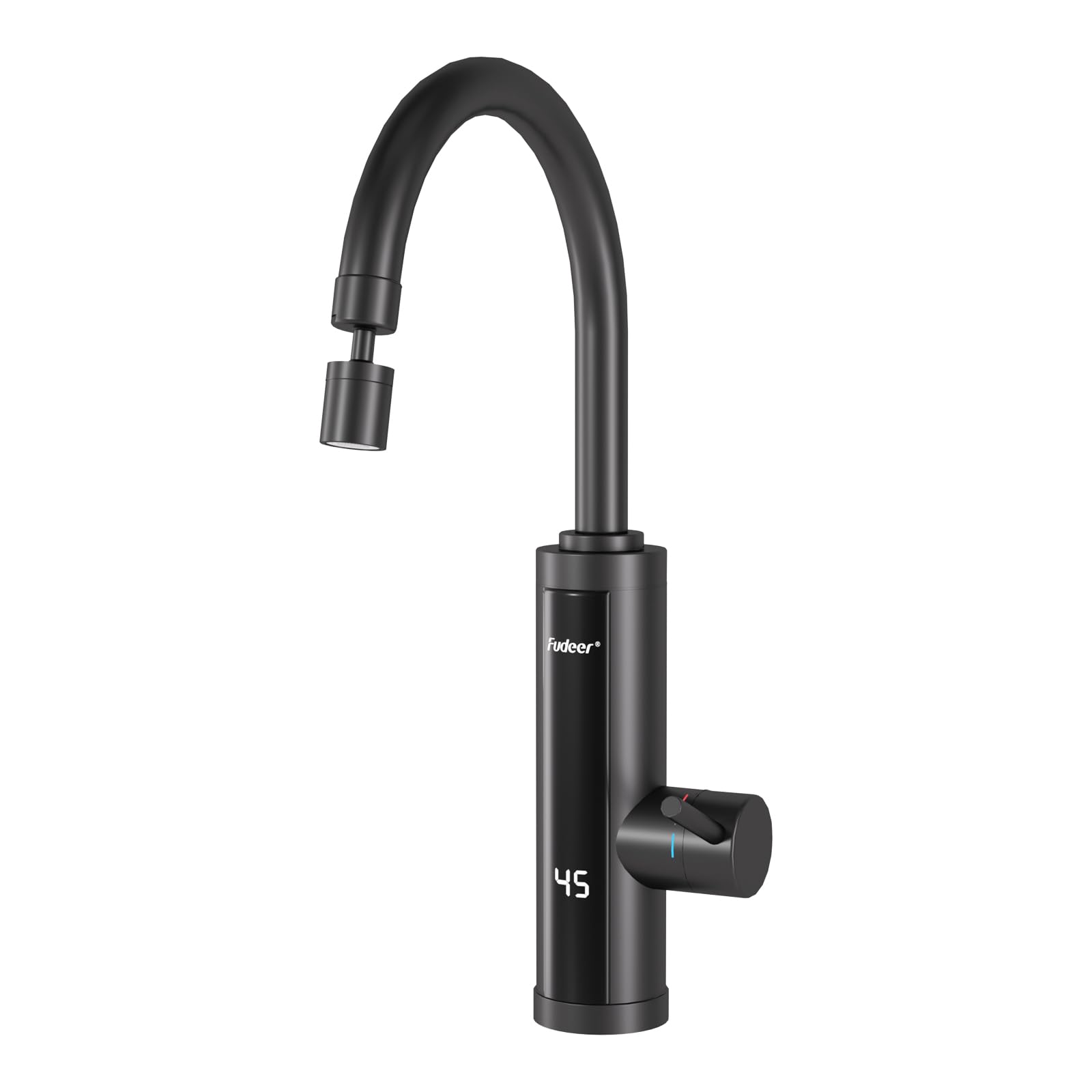 Elektrischer Warmwasserhahn mit Universaldüse, sofortiger Heizhahn für Küche, Edelstahl-Warmwasserhahn Versorgung Heiß- und Kaltwasserhahn mit Digitalanzeige (Bogenauslass)