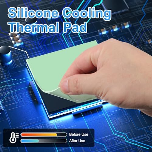 PATIKIL 2Pack Thermal Pads 100x100x0.3mm Silicone Cooling Thermal Pad Green — 사진 5