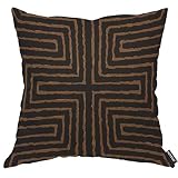 AOYEGO Pouf Maze Tribal African Design Throw Pillow Cover Labyrinth Linear Doodle Brain Mind Game Sy