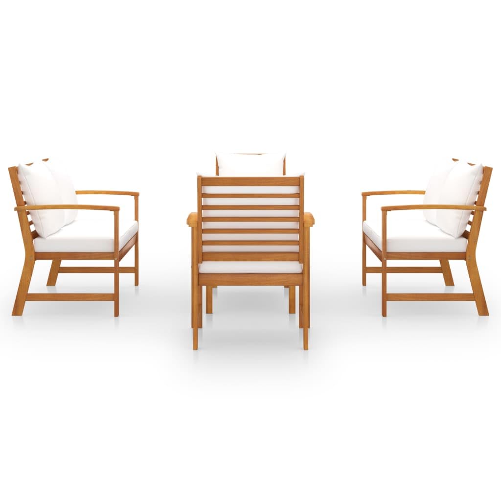 vidaXL Salon de Jardin 5 pcs avec Coussin Mobilier de Patio Meubles de Terrasse Mobilier de Jardin Meubles d'Extérieur Bois d'Acacia Massif