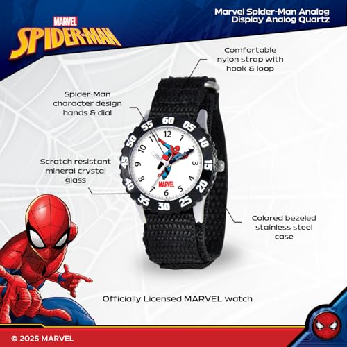 Marvel Spiderman Watch for Kids - Spiderman Watch Boys - Spider-Man Watches for Boys 4-6 - Kids Toys - - Marvel Toddler - Teen - Red Bezel - Multicolored Nylon Strap2