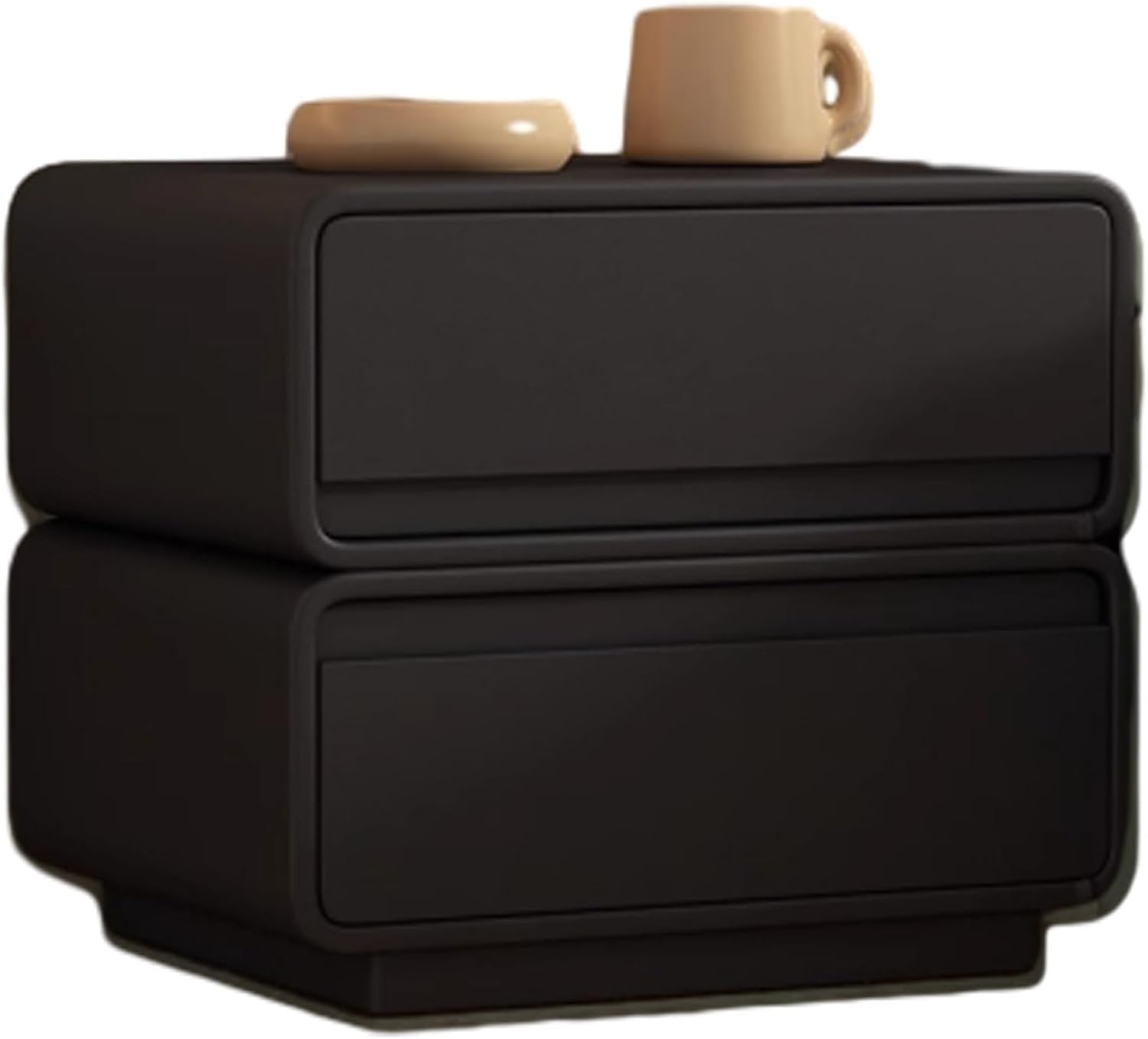 Slish Simple Nightstand - Boudoir Microfiber Leather & Wood Bedside Table, Stable Design for Living Room & Bedroom, Khaki Color, 45 cm - Stylish & Functional Storage Solution