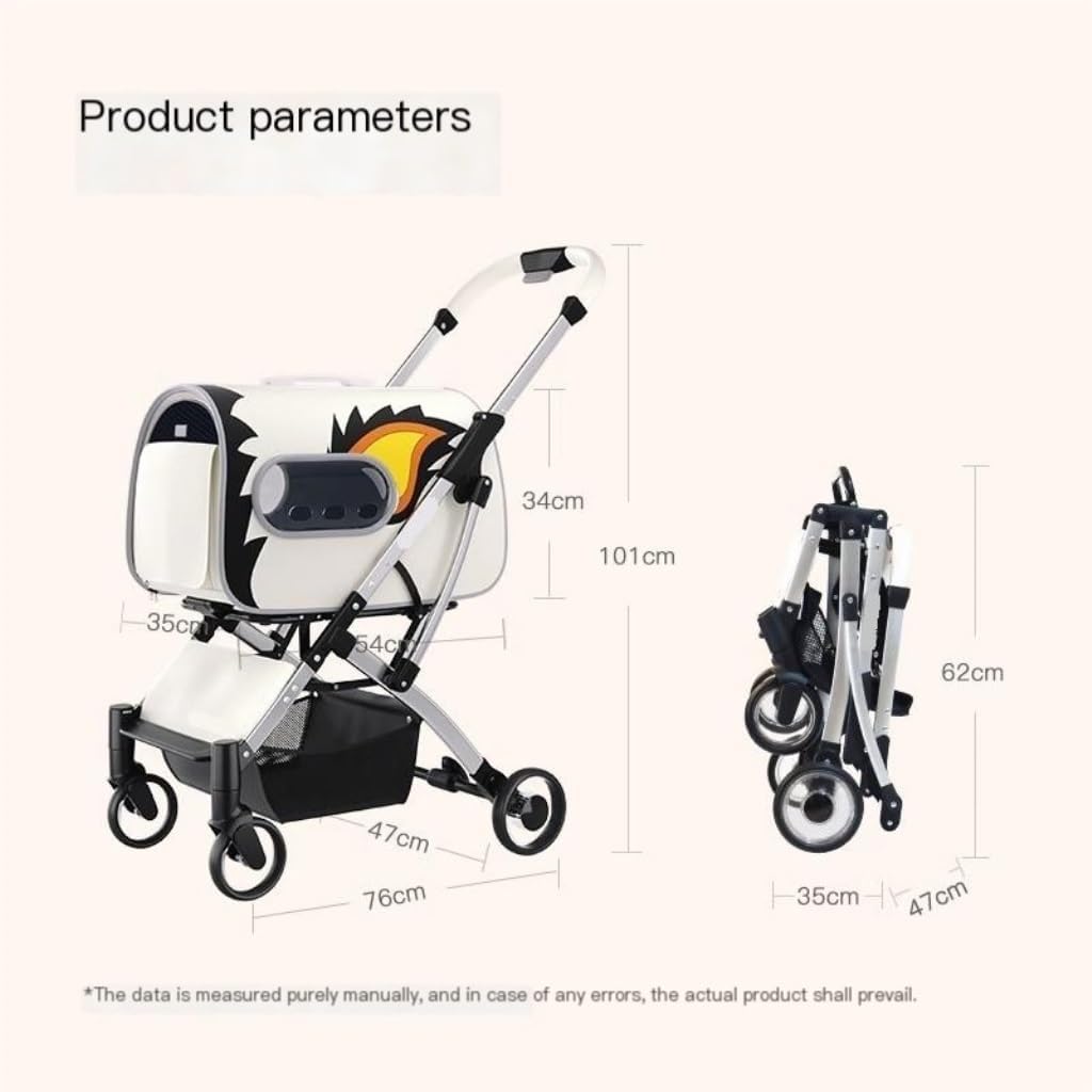 Pet Strolle Pet Stroller for Cats and Dogs, Cute, Lightweight, Foldable Cat Bag Type Small and Medium-Sized Pet Stroller Dog Strolle(X)
