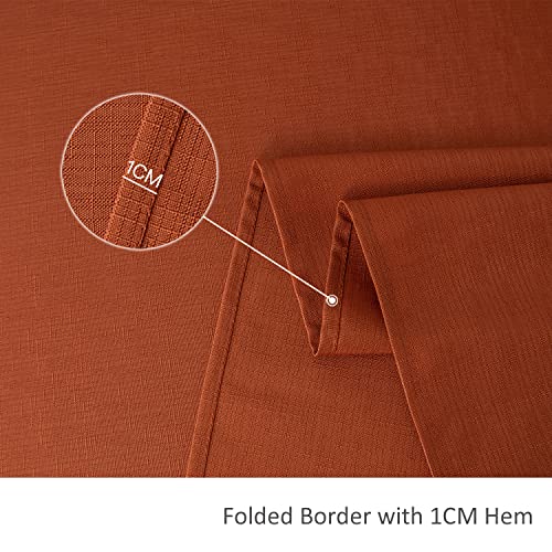 maxmill Rectangle Slubby Textured Tablecloth Waterproof Spillproof Wrinkle Free Fall Table Cloth, Kitchen Dining Room Thanksgiving Decoration, Fabric Table Cover Halloween Party, 52 x 70 Inch, Rust