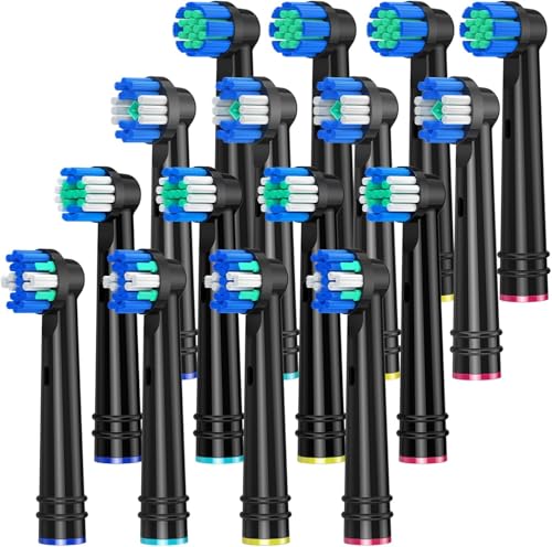 REDTRON Testine di Ricambio per Spazzolino da Denti Compatibili con Oral B, 16Pz Testine per Spazzolino Elettrico Oral B, Floss Action, Sensitive Clean, Precision Clean, 3D Whitening (Nero)