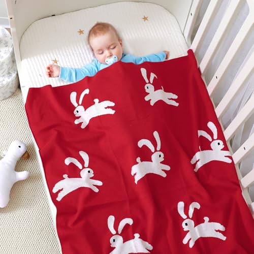 Image of Hadetoto Baby Blankets for Boys and Girls | Newborn, Knitted Cotton, Swaddle Blankets, Neutral Crochet Receiving Blanket, 40 x 30 inches