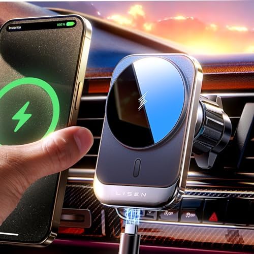 15W Chargeur Voiture Pour Magsafe, Support Téléphone Magnétique Voiture Induction - [2024 Ventilateur Silencieux ] Chargeur Tele - Téléphonie