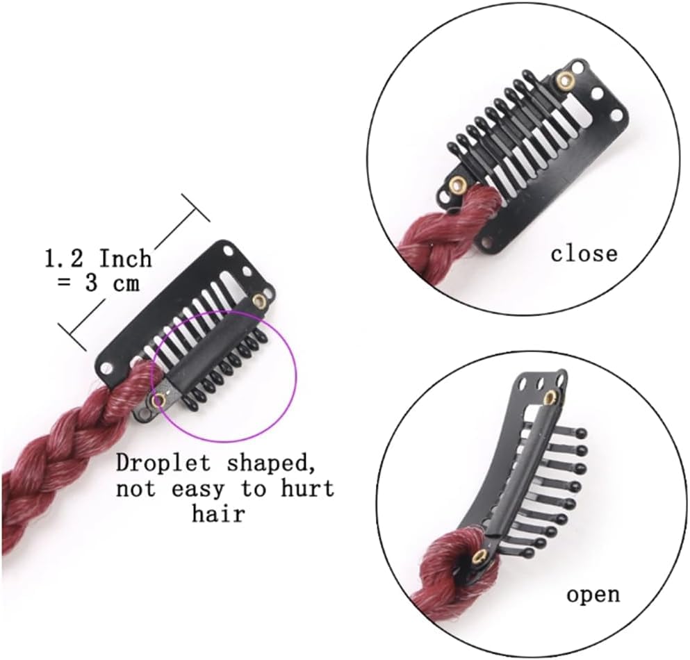 2 x Clip-In Hair Extension Highlights Streaks, Colourful Hair Highlights (Braid - Blue) - Image 3