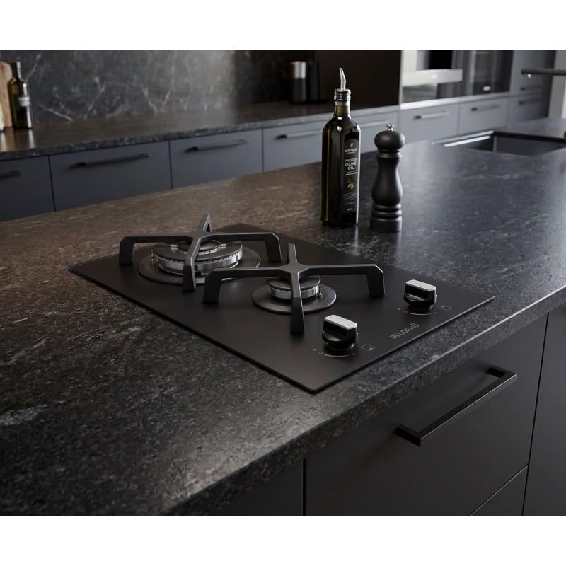 BELDEKO Plaque Gaz 2 Feux 5200W Noir Mat Grilles Fonte - Marque Française