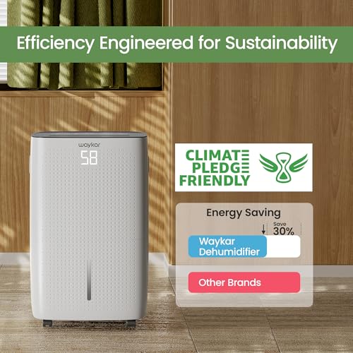 Image of Waykar 150 Pint 7,000 Sq.Ft Dehumidifier for Basement & Home, Large Room, Smart Compressor Dehumidifier with Drain Hose & Tank for Commercial, 30%-80% Humidity Control, 90 Auto Swing, Auto Defrost