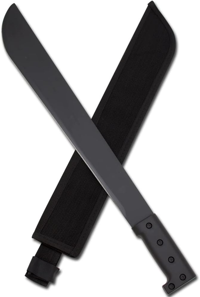 Snake Eye Tactical Full-Tang Machete – Heavy Duty Fixed Blade Survival Tool with Reinforced Nylon Sheath for Camping, Hunting, and Bushcraft
