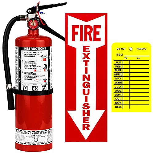 UL/ULC Rated 5 Lb Type ABC Dry Chemical Fire Extinguisher Strike First with Wall Hook, Sign and Inspection Tag