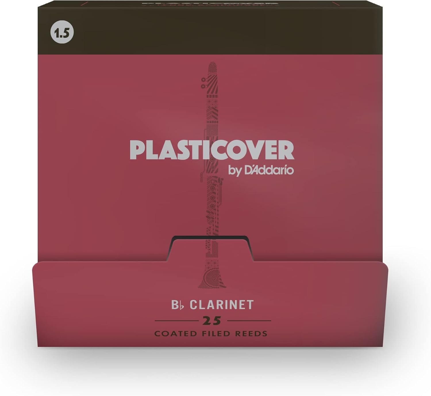 D'Addario Plasticover by D'Addario Bb Clarinet Reeds, Strength 1.5, 25-Pack