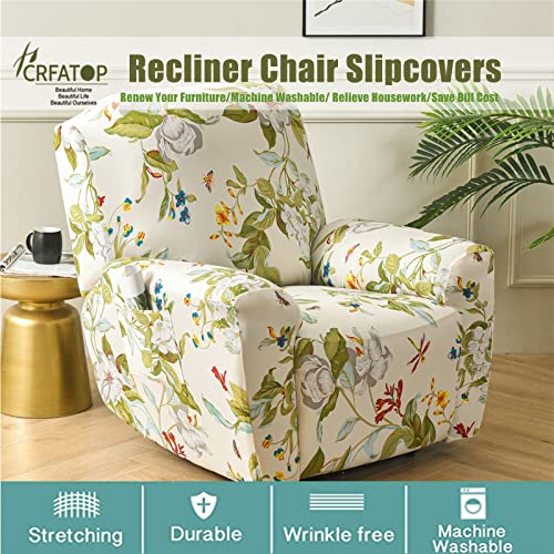 Crfatop Recliner Chair Slipcovers With Pockets 1Seat Recliner Cover 4-Pieces Fallon Collection Slipcover Lazy Boy Chair Cover For Recliner With Elastic Bottom,A03 #TOP1